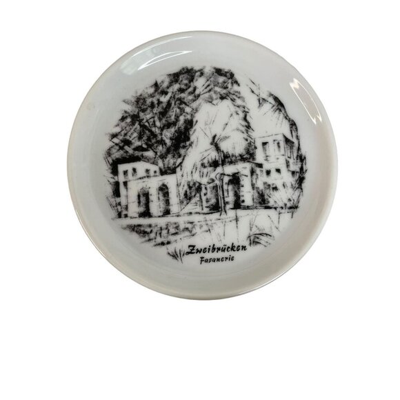 Fürstenberg Porzellan 6 Coasters Zweibrücken Landmarks White Black West Germany - Picture 9 of 11